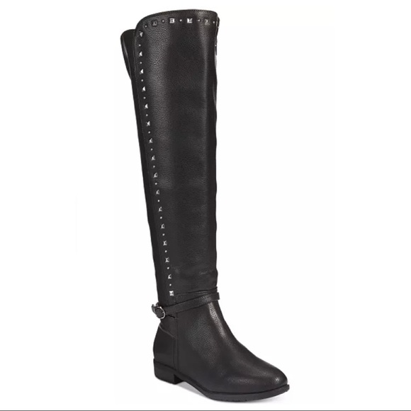 Rialto Ferrell Studded Black Over the Knee Boots - Picture 1 of 6